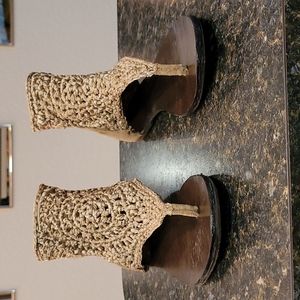 Tan crochet sandals from target